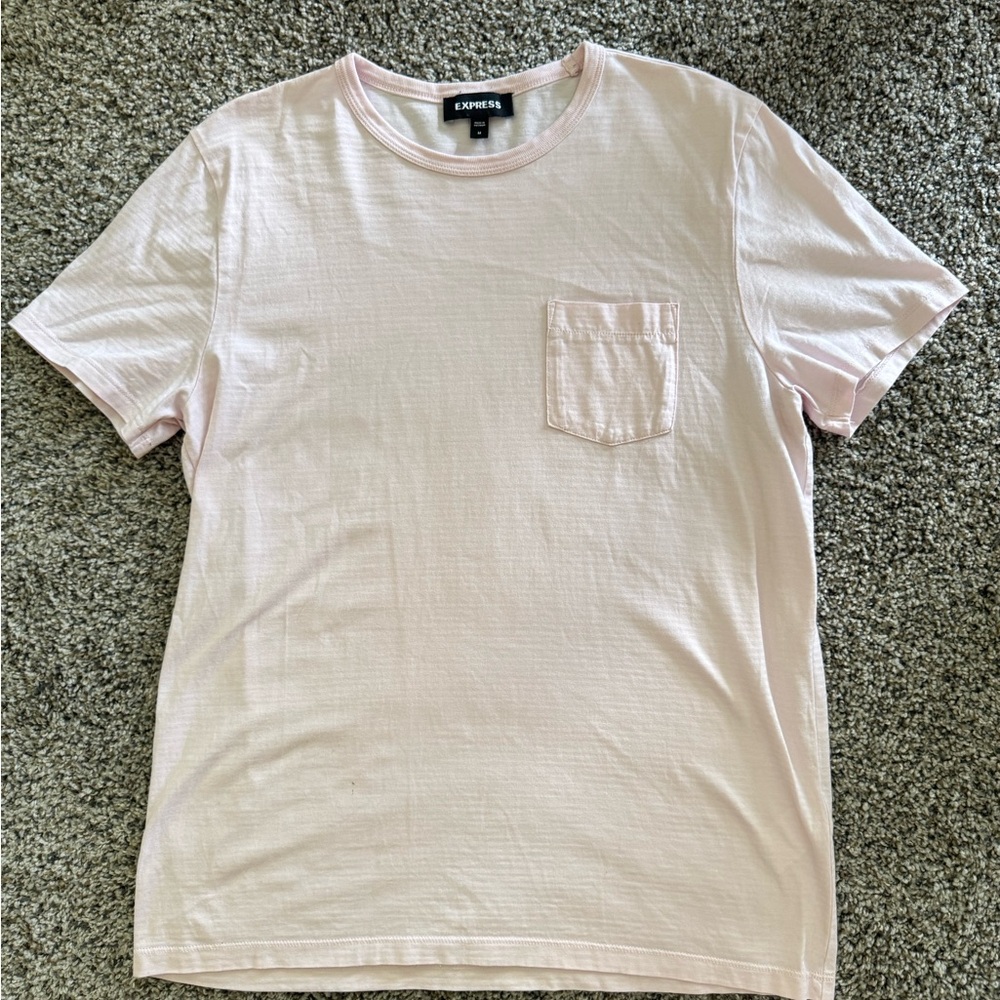 Express Men's Light Pink Short Sleeve Tee